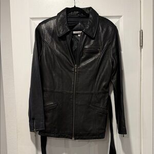 Valerie Stevens Black Leather Zip-Front Jacket